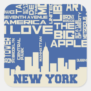 Sticker Carré Poster de typographie de New York