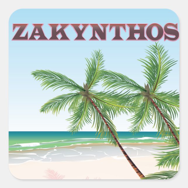 Sticker Carré poster de voyage de Zakynthos Grèce (Devant)