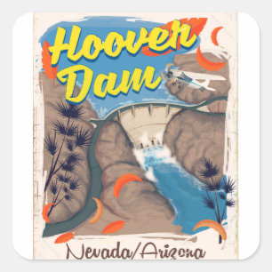 Sticker Carré Poster de voyage Hoover Dam Nevada/Arizona