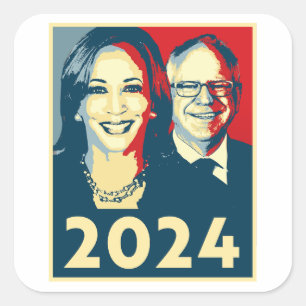 Sticker Carré Poster Harris Walz 2024