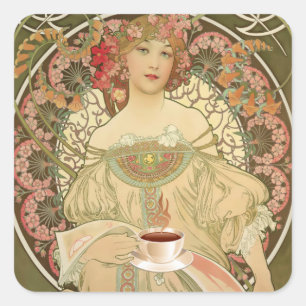 Sticker Carré Poster vintage de café
