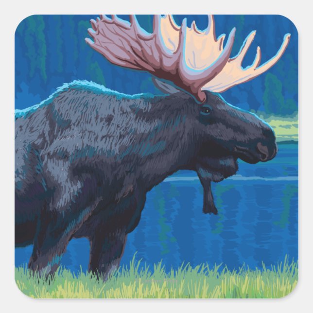 Sticker Carré Poster Vintage voyage MontanaMoose (Devant)