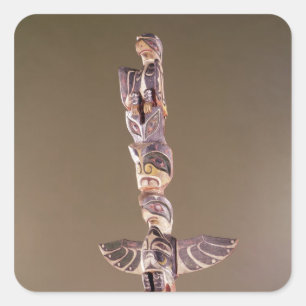 Sticker Carré Poteau de totem de clan d'oiseau de Tinglit