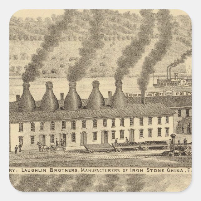 Sticker Carré Poterie de la vallée de l'Ohio, Laughlin Brothers (Devant)