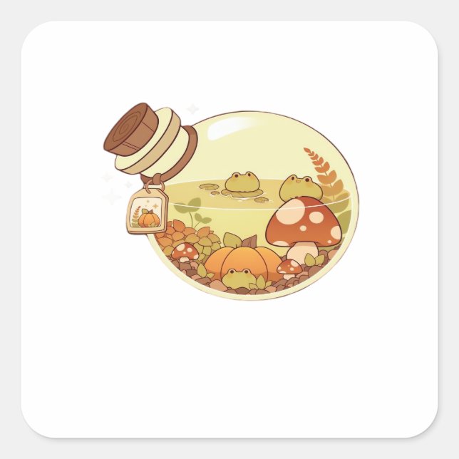 Sticker Carré Potion d'automne avec grenouillettes Classique (Devant)