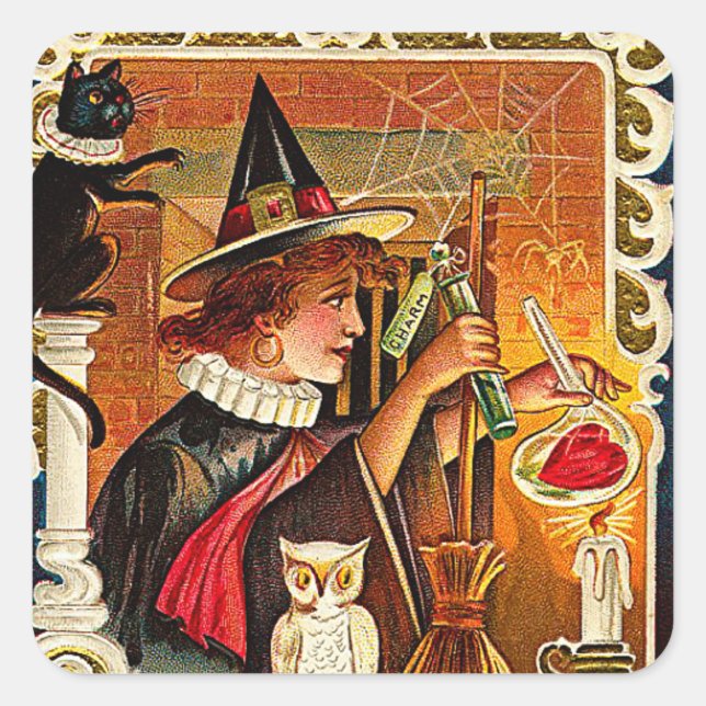 Sticker Carré Potion des amateurs de sorcières d'Halloween (Devant)