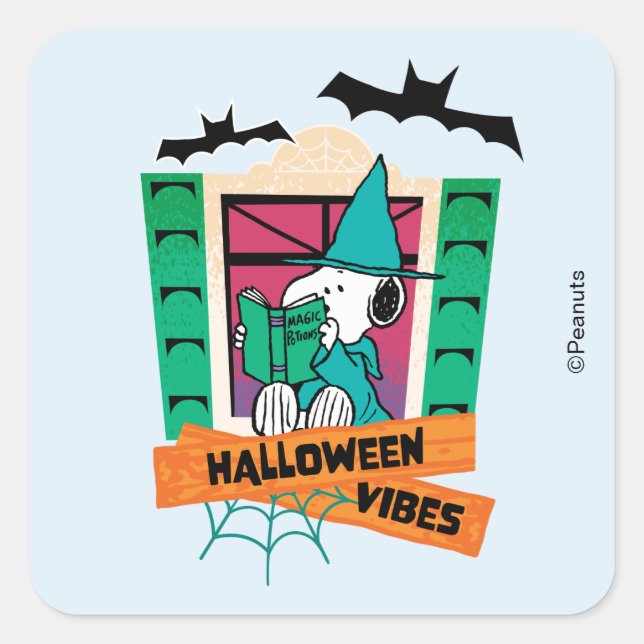 Sticker Carré Potions Magiques de Snoopy Peanuts Halloween (Devant)