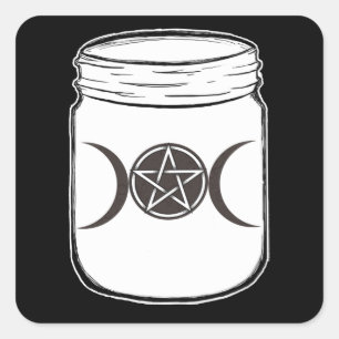 Sticker Carré Pots Mason Jar Fête d'Halloween de lunes de Magie