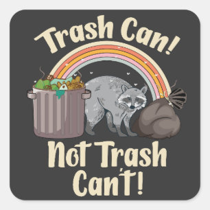 Sticker Carré poubelle pas détritus ne peut pas mignon mème rato