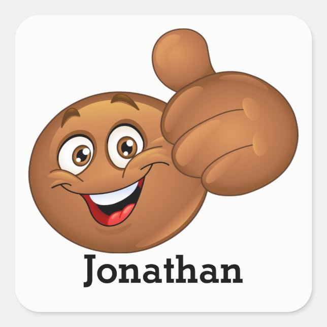 Sticker Carré Pouce de sourire vers le haut (Devant)