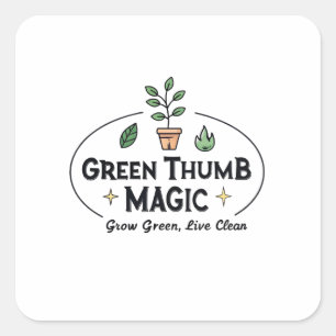 Sticker Carré Poucette Verte Magique T-Shirt de Jardinage Urba