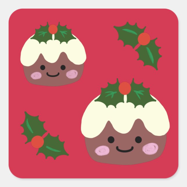 Sticker Carré Pouding de Noël 2 (Devant)