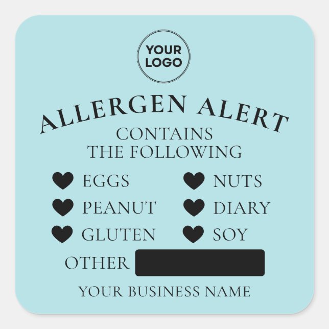 Sticker Carré Poudre Bleu Alerte d'allergie Boulangerie Cake Foo (Devant)