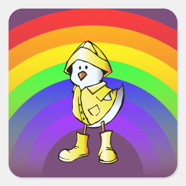 Sticker Carré poule arc-en-ciel (Devant)