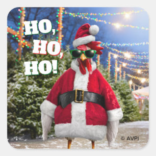 Sticker Carré Poule de Noël