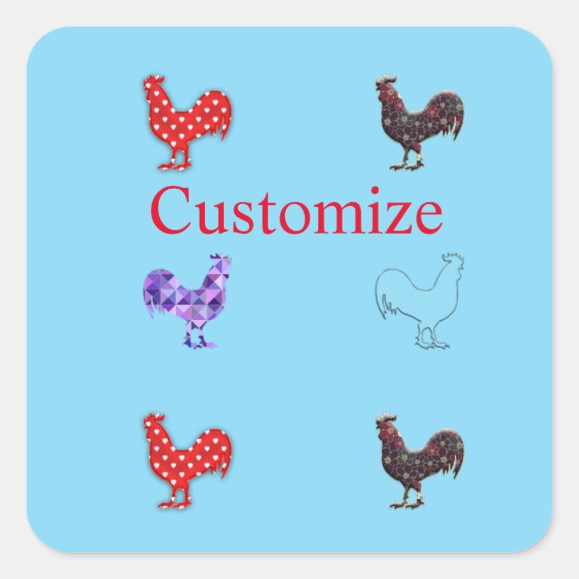 Sticker Carré Poules de poulet Thunder_Cove (Devant)