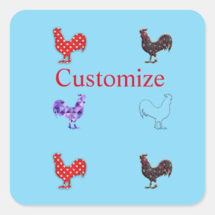Sticker Carré Poules de poulet Thunder_Cove
