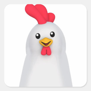 Sticker Carré Poulet blanc mignon / Coq