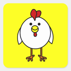 Sticker Carré Poulet heureux mignon - carré jaune