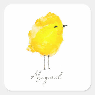 Sticker Carré Poulet jaune personnalisé chic stylé doux