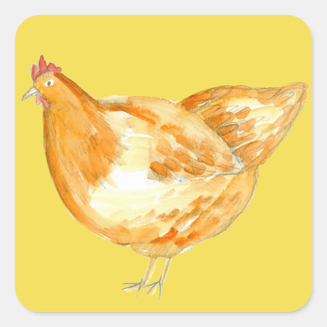 Sticker Carré Poulets jaunes (Devant)