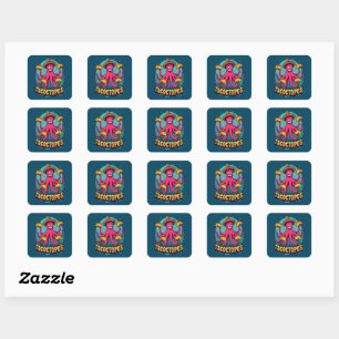 Sticker Carré Poulpe de dessin animé drôle de taco nourriture je
