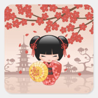 Poupée rouge Sakura Kokeshi - Geisha japonais