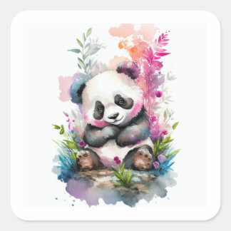 Sticker Carré pour bébé Panda Bear