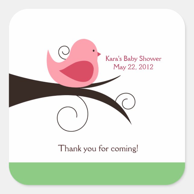 Sticker CARRÉ pour Birdie (rose) Woodland (Devant)