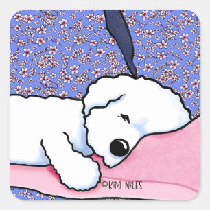 Sticker Carré pour chien Tired Bichon KiniArt