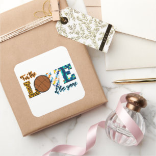 Sticker Carré Pour L'Amour Du Jeu Basketball Maman Leopard