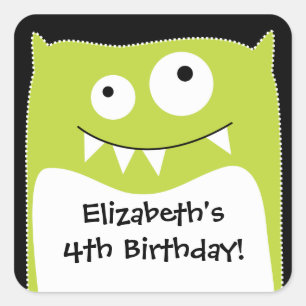 Sticker Carré pour l'anniversaire Lime Monster Bas