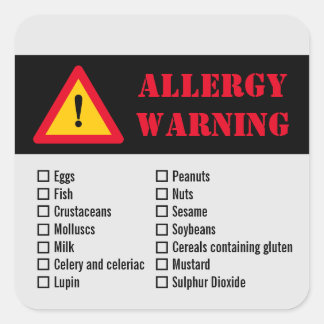 Sticker carré pour l'avertissement d'allergie