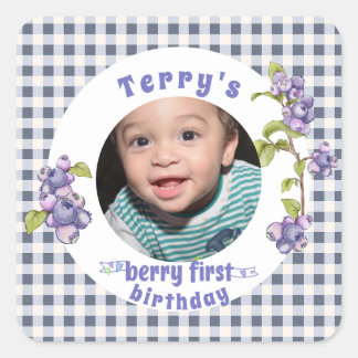 Sticker Carré pour le premier anniversaire du bleu