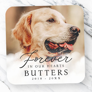 Sticker Carré Pour toujours dans nos coeurs Pet Memorial Photo m