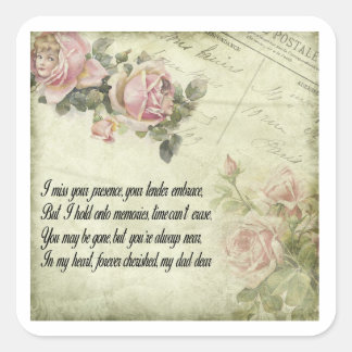 Sticker Carré Pour toujours dans nos coeurs : Souvenir de papa