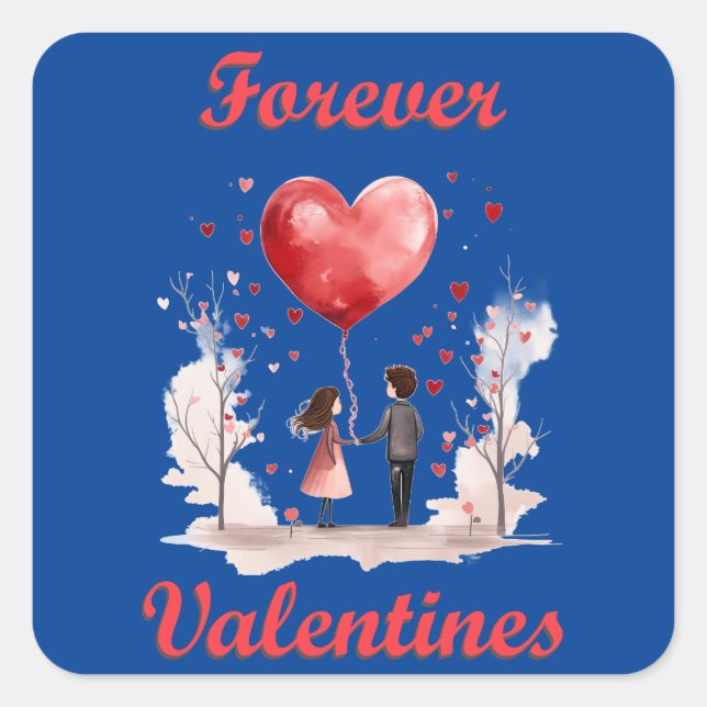 Sticker Carré Pour toujours les Valentines ! (Devant)