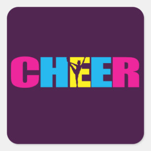 Sticker Carré Pourpre Cheerleading personnalisé d'acclamation