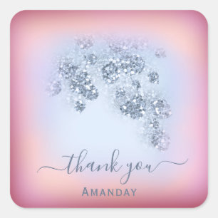 Sticker Carré Poussiéreux Bleu Pailleté Bourgogne Merci 16ème