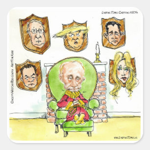 Sticker Carré Poutine le chasseur ne reçoit pas mon président Tr