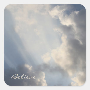 Sticker Carré Poutres de soleil inspirantes Ciel bleu