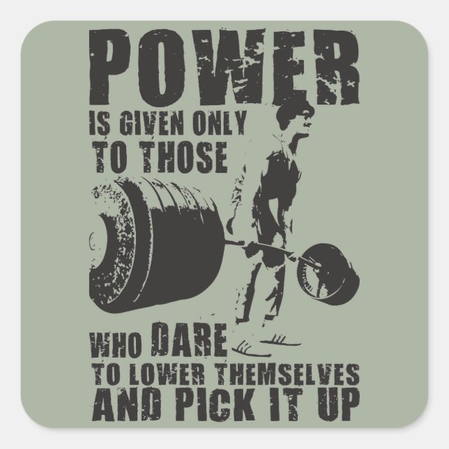 Sticker Carré POUVOIR - Motivation de la musculation (Devant)