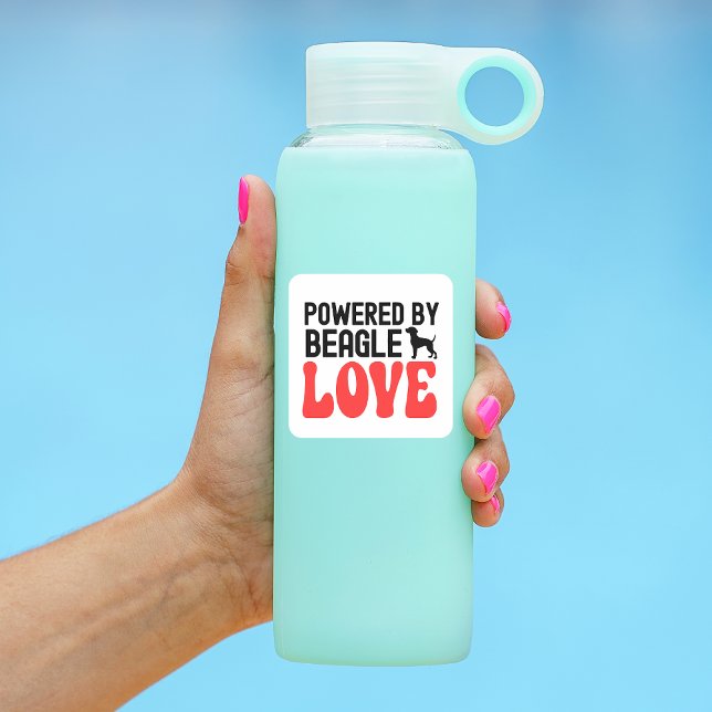 Sticker Carré Powered By Beagle Love (Powered by beagle love bottle sticker)