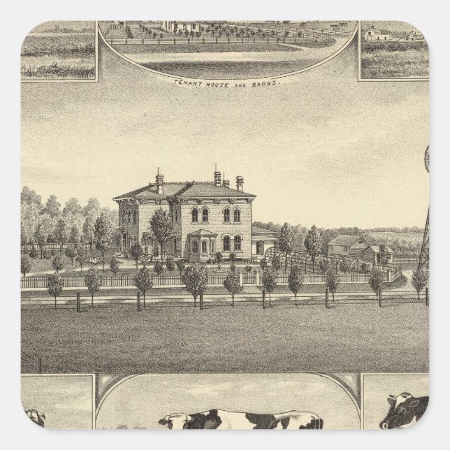 Sticker Carré Prairie Lawn Farm (Nebraska) (Devant)