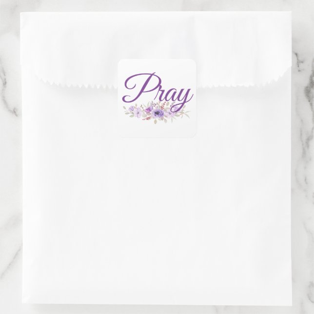 Sticker Carré Pray Inspiration Devis Flower (Sac)
