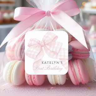 Sticker Carré Premier anniversaire de la Bow rose