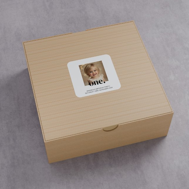 Sticker Carré Premier Bithday Photo Acrylique Connexion Noir & B (Créateur téléchargé)