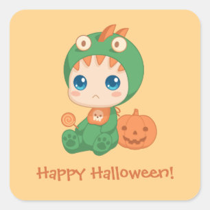 Sticker Carré Premier Costume Dinosaure Halloween mignon bébé Dr