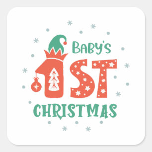 Sticker Carré Premier Noël de bébé 