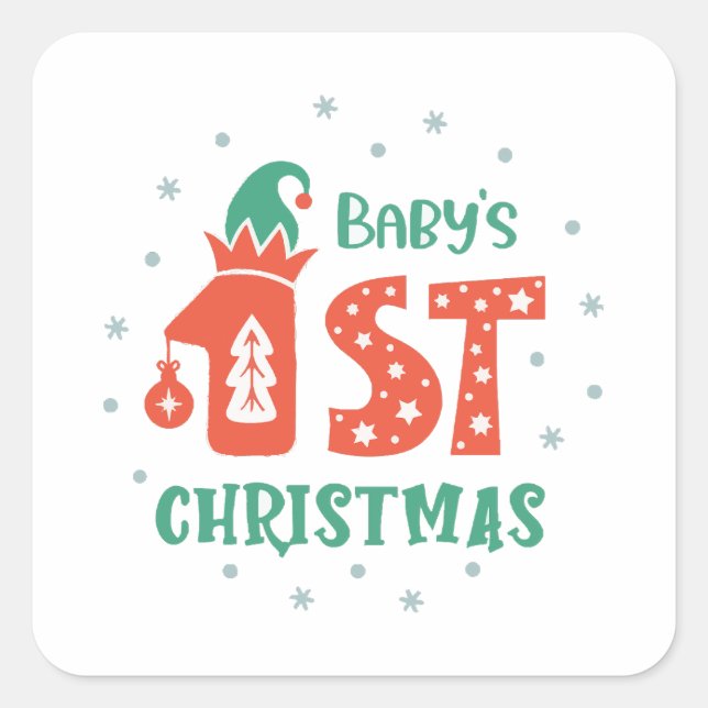 Sticker Carré Premier Noël de bébé  (Devant)